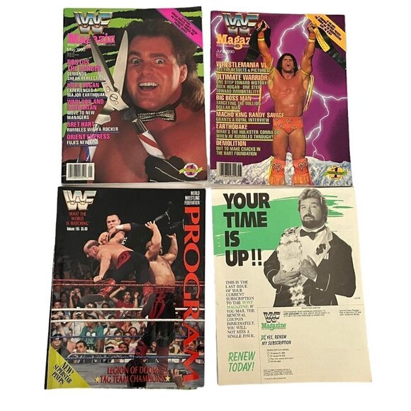 Vintage 1980s 1990s WWF Magazine Lot 10+ Von Erich Hulk Flair Poster Ads Trivia - Picture 14 of 16
